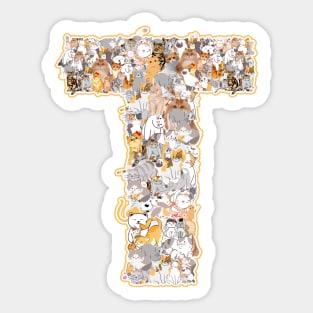 cat letter T(the cat forms the letter T) Sticker